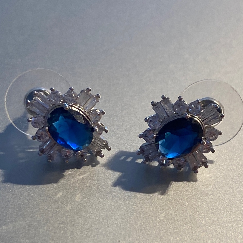 Rhinestone new without tags Blue and Silver pierced Earrings